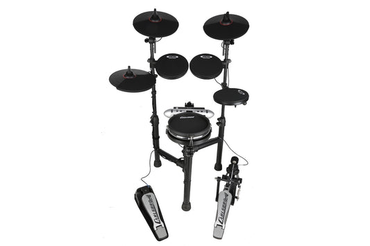Space Saving 8-Piece Electronic Drum Kit features an 8inch Mesh snare drum pad