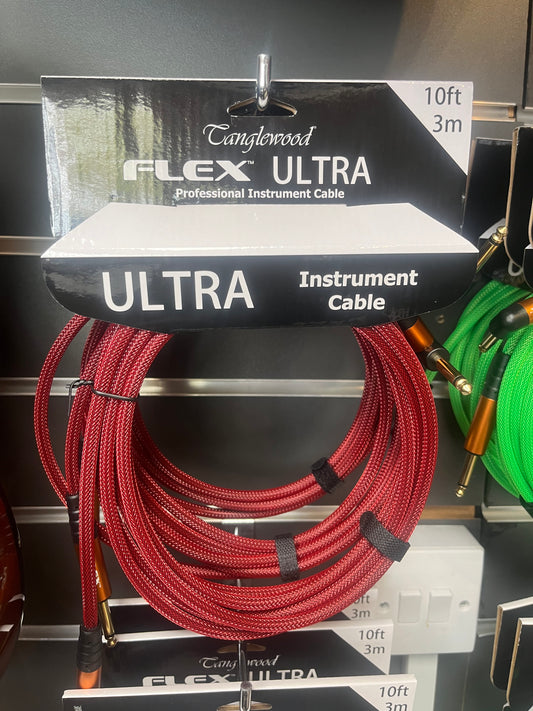 Flex Ultra Polybraided Instrument Cable - 3M - angled plug - Merlot colour