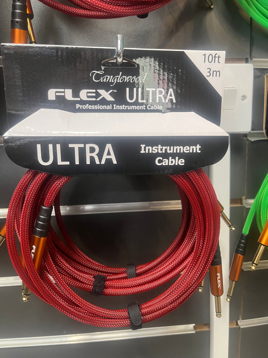 Flex Ultra Polybraided Instrument Cable - 3M - straight plugs - Merlot colour