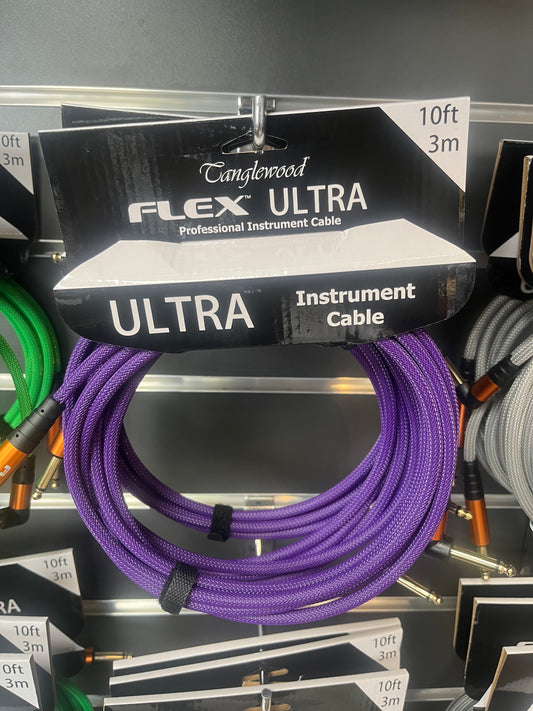 Flex Ultra Polybraided Instrument Cable - 3M - angled plug - Blackberry colour