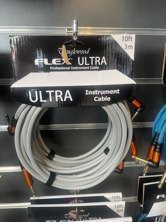 Flex Ultra Polybraided Instrument Cable - 3M - angled plug - Storm grey colour