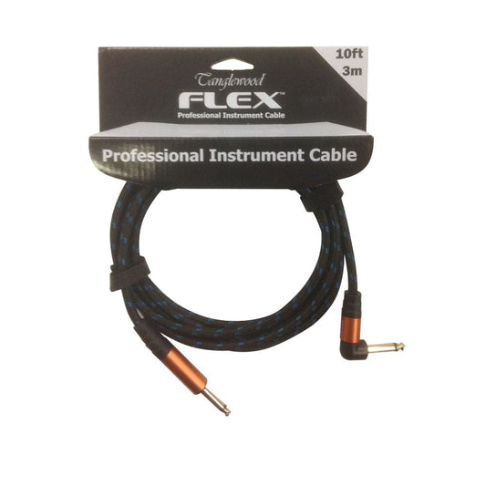 10' FX3 BBA Angled Black & Blue Braided Instrument Cable