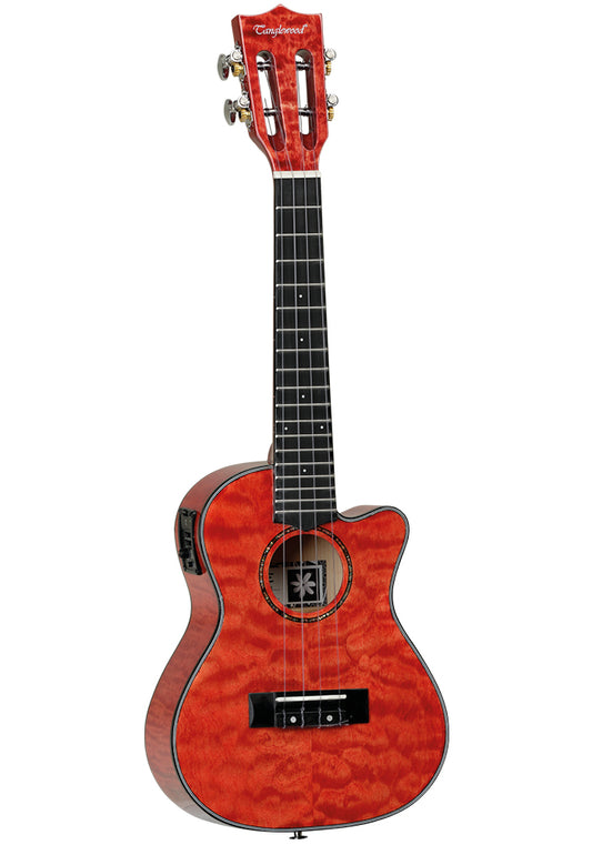 CONCERT UKULELE QUILTED MAPLE - TUSCAN SUNSET RED GLOSS